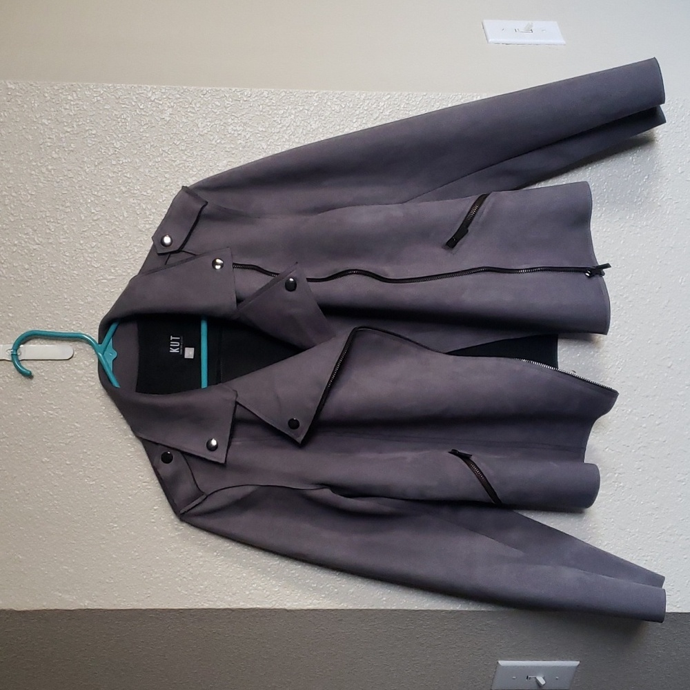 Kut from the Kloth Asymmetrical faux suede Moto jacket Size Medium